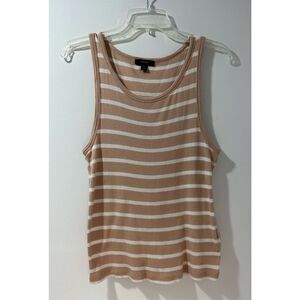 J. Crew women’s tan & cream striped tank top size Large.   #17-0407